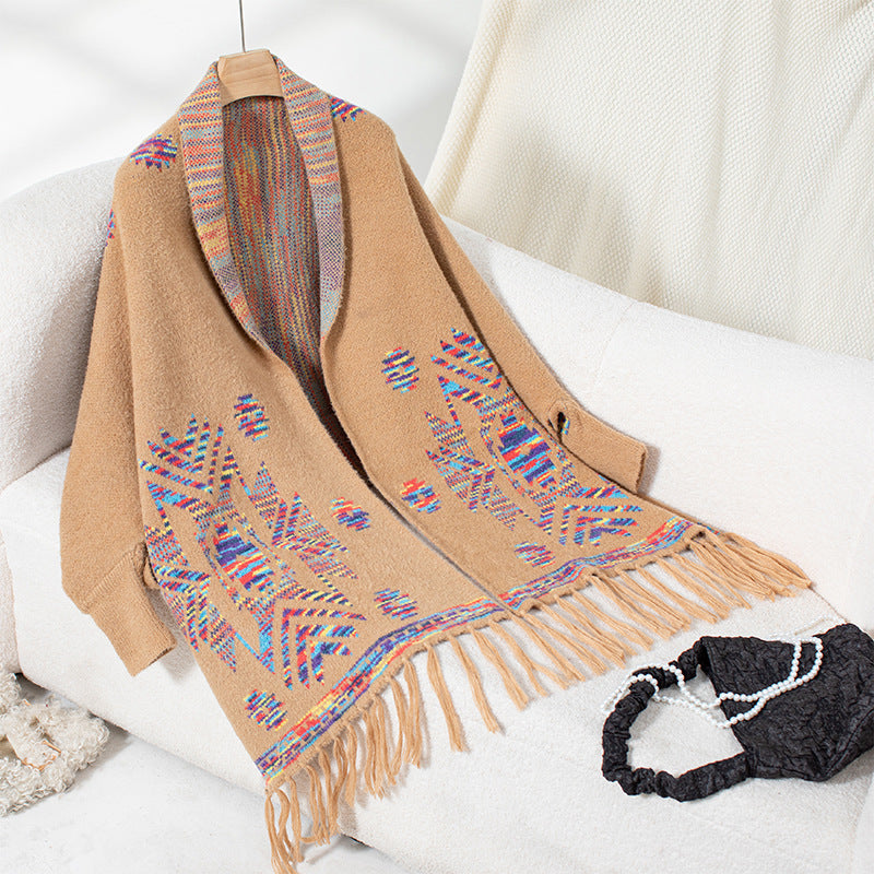 Jacquard Ethnic Style Tassel Shawl