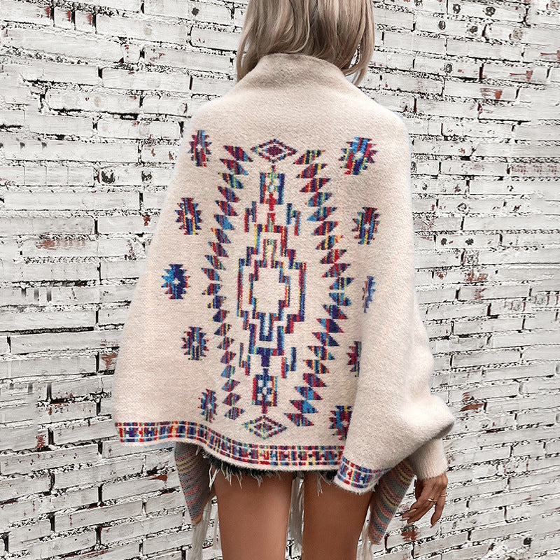 Jacquard Ethnic Style Tassel Shawl