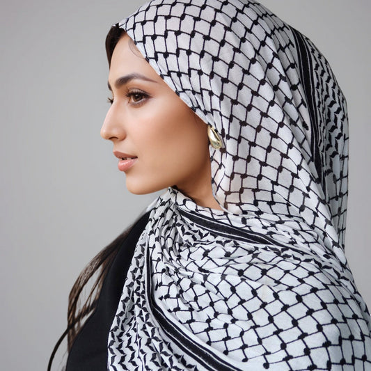 Arabic Chiffon Printed Plaid Scarf
