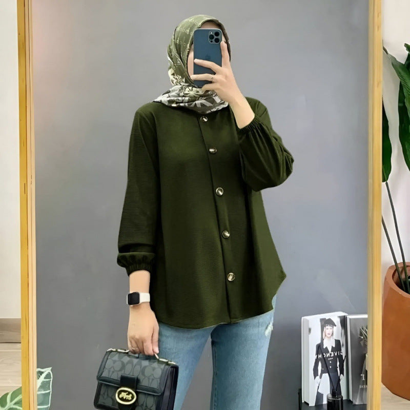 Ice Silk Wrinkle Shirt Women