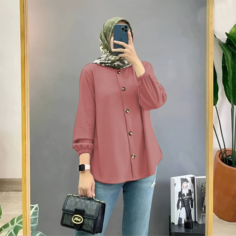 Ice Silk Wrinkle Shirt Women