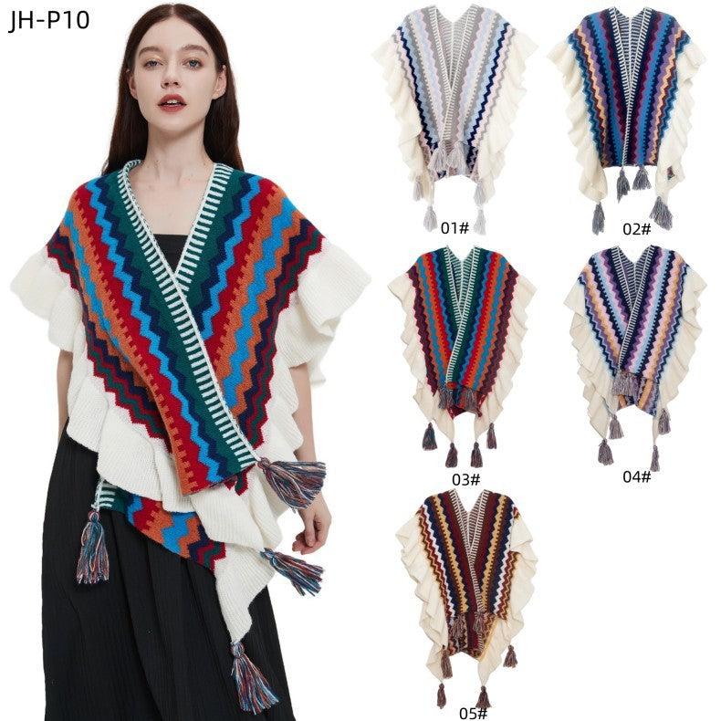 Ruffled Knitted Shawl