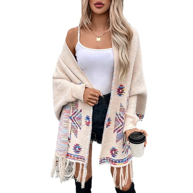 Jacquard Ethnic Style Tassel Shawl