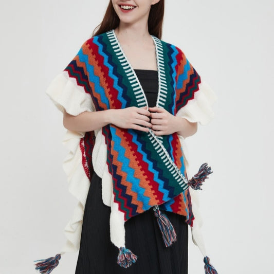 Ruffled Knitted Shawl